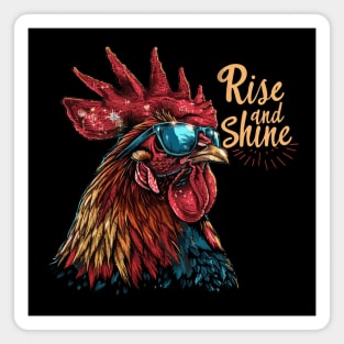 Rise and Shine - Rooster (with Gold Lettering) Magnet